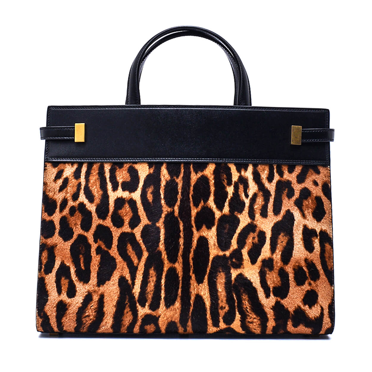 Saint Laurent-Small Manhattan Leopard Calf Hair Tote Bag w Strap 